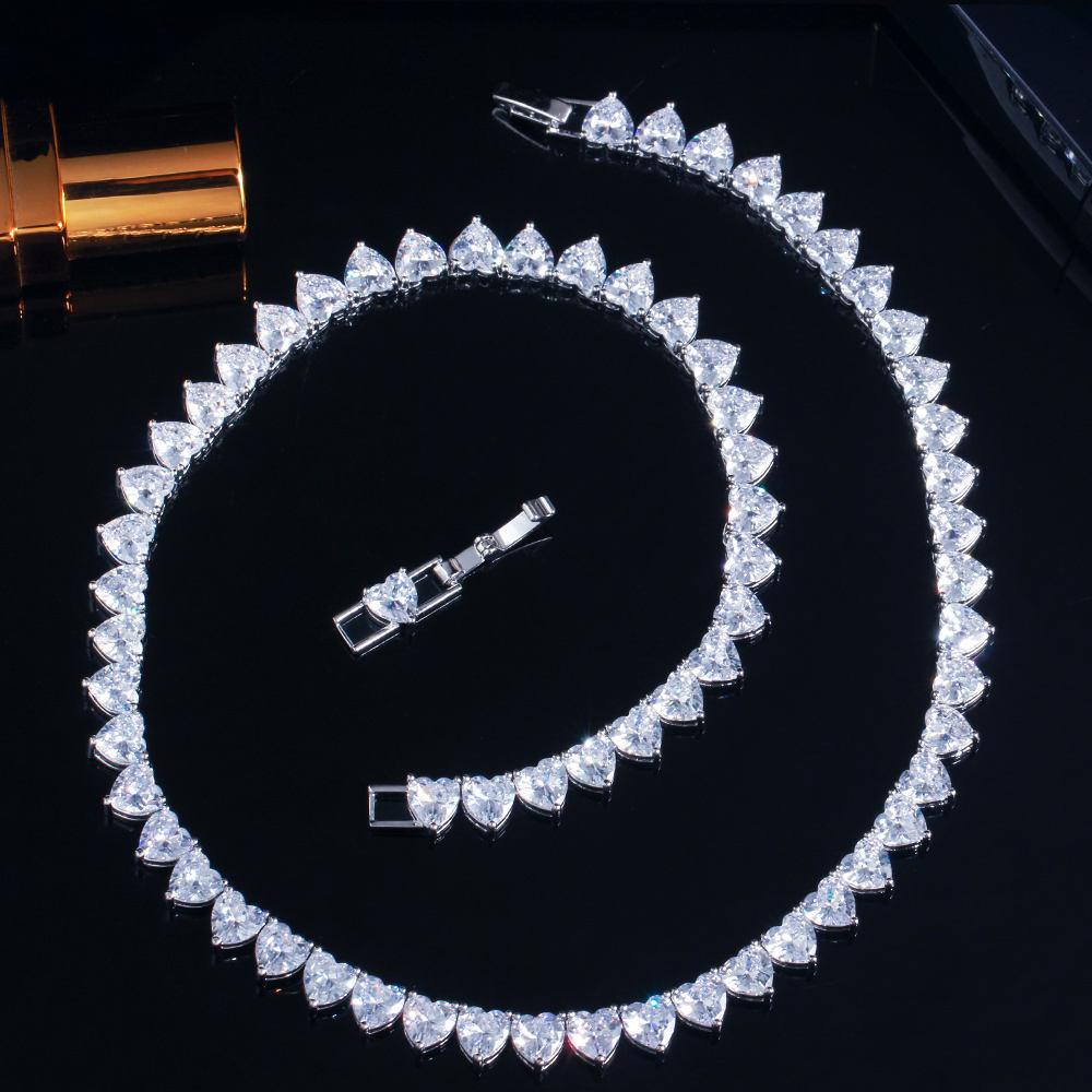 Collier "Cœur de Lumière" Plaqué Or Blanc