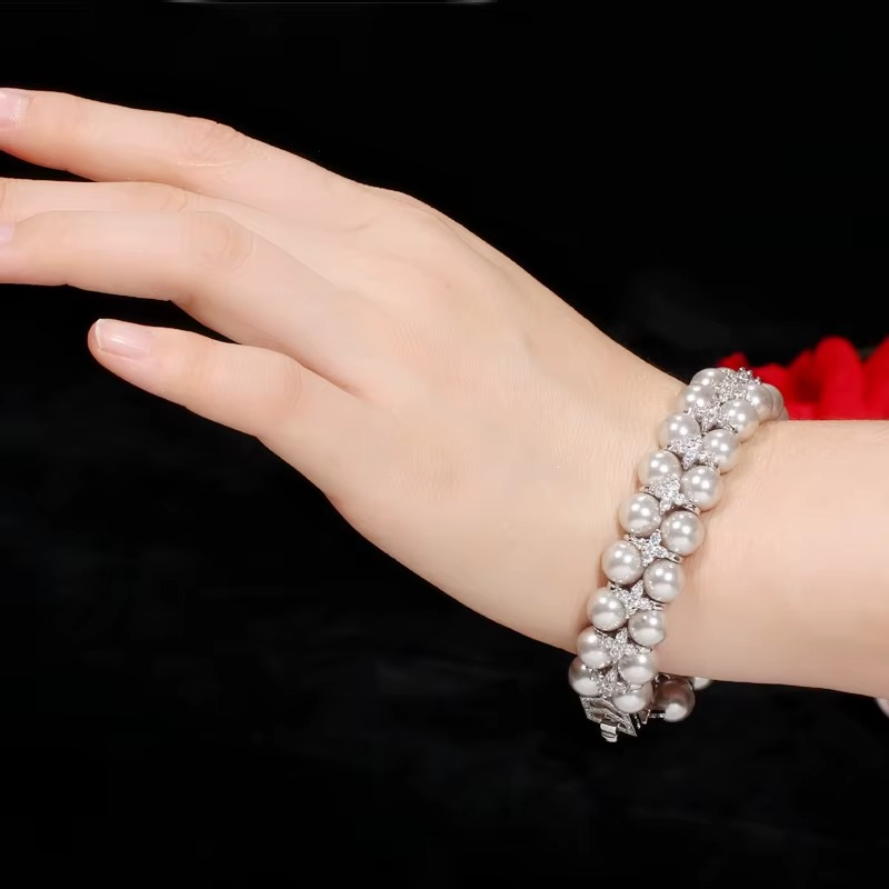 Bracelet Perles & Zircon "Élégance Minérale"