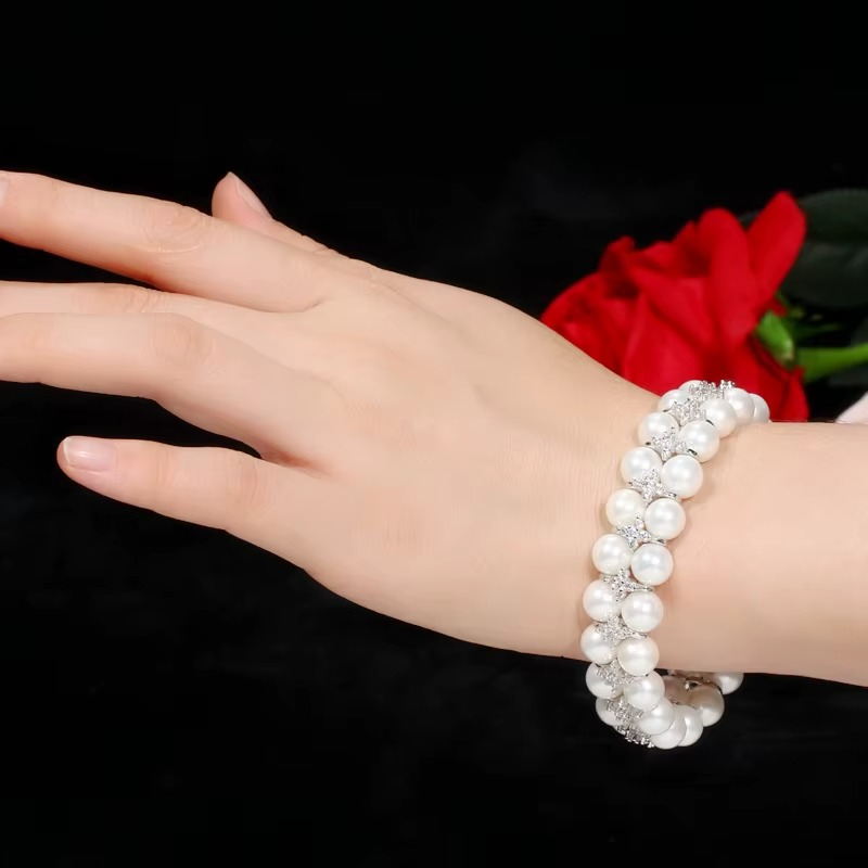 Bracelet Perles & Zircon "Élégance Minérale"