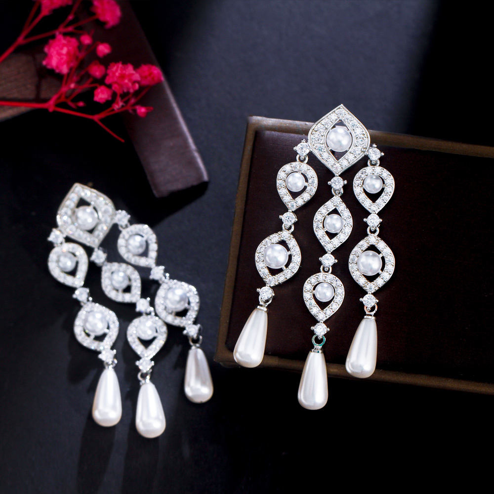 Boucles d'oreilles "Cascade de Perles"