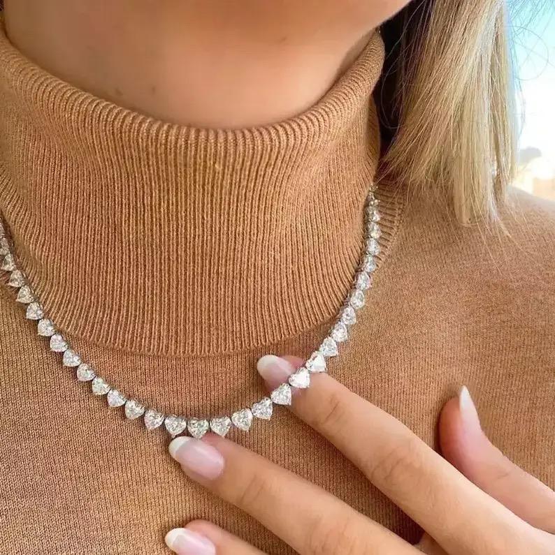 Collier "Cœur de Lumière" Plaqué Or Blanc