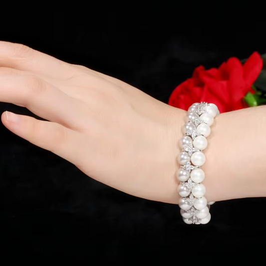 Bracelet Perles & Zircon "Élégance Minérale"