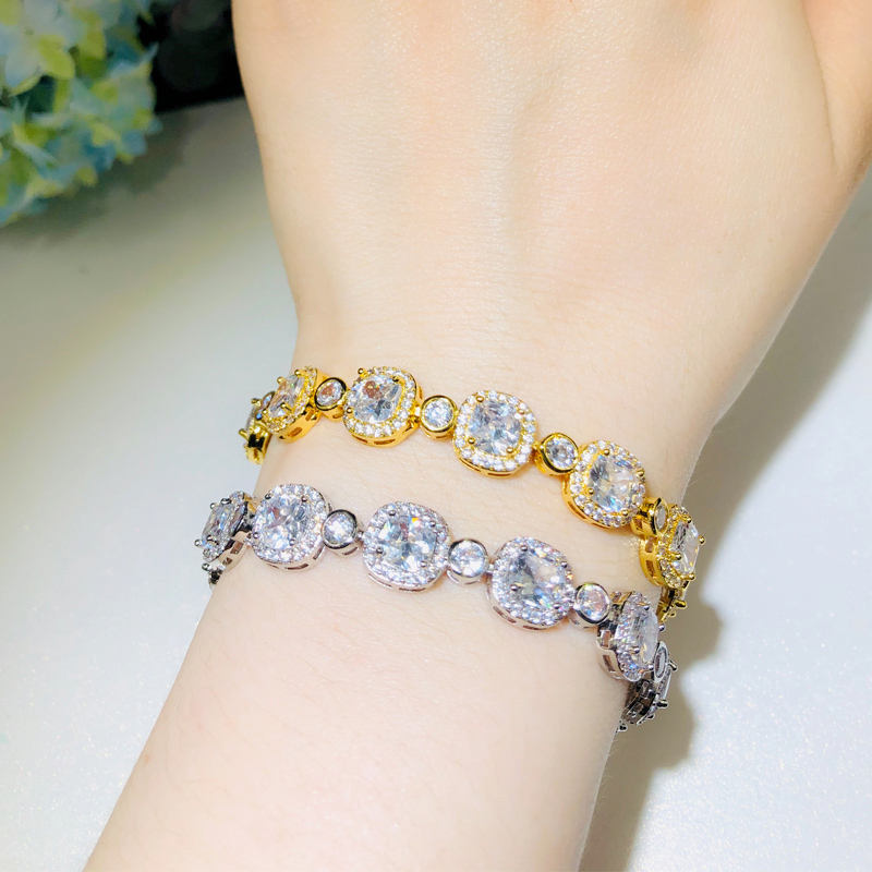 Bracelet "Éclat Doré" en Zircon Coupe Princesse