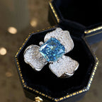 Aigue-Marine Céleste – Bague Fleur Zircon