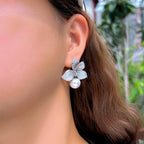Fleur de Nacre – Boucles d’Oreilles Perle & Zircon