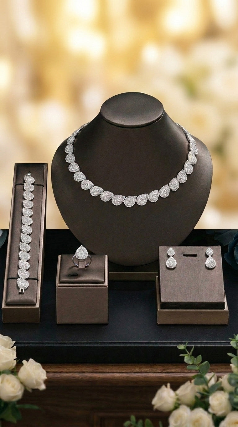 Parure 4 pièces Yasmine argentée